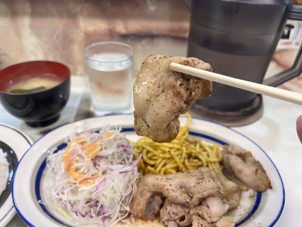 洋庖丁ポークからし焼肉ランチ肉リフトアップ