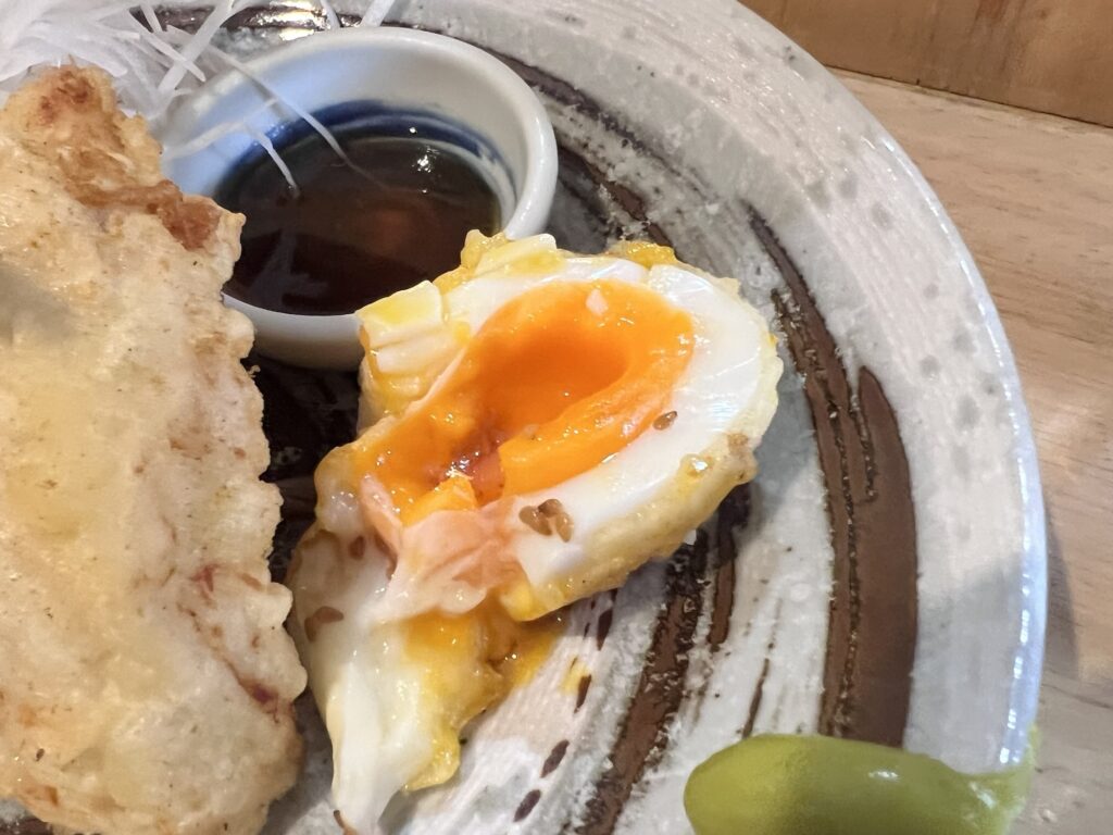 かしわ半熟たまご天アップ