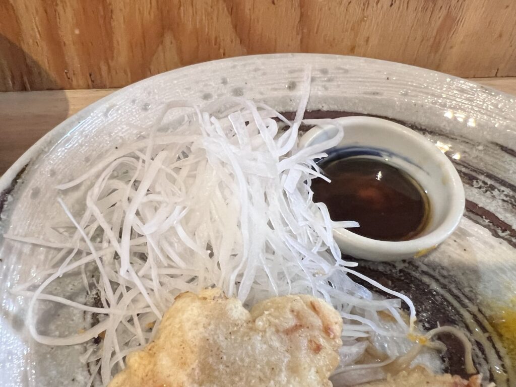 かしわ大根サラダと梅しそドレッシングアップ