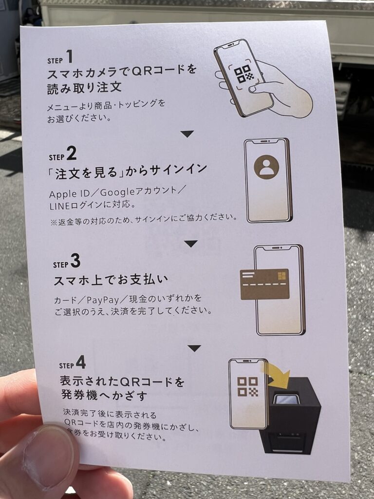 紫苑注文案内の紙うら